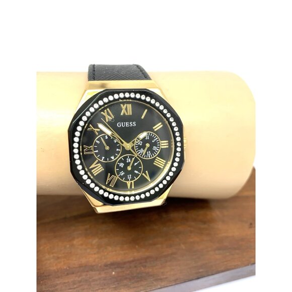 Guess Women\'s Watch GW0753L4 Quartz Gold Black Leather Strap Gemmed 36mm main image 14